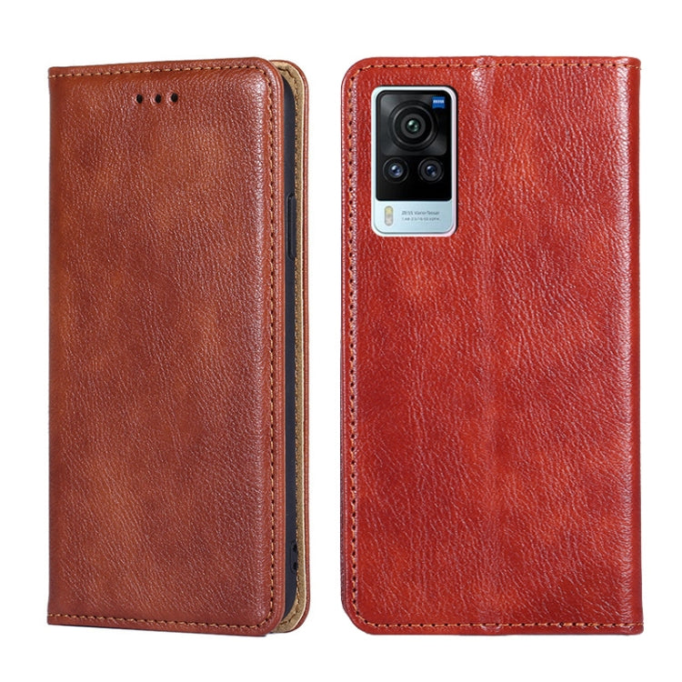 For vivo X60 Pro Global / X60 Curved Screen Ver. Gloss Oil Solid Color Magnetic Leather Phone Case