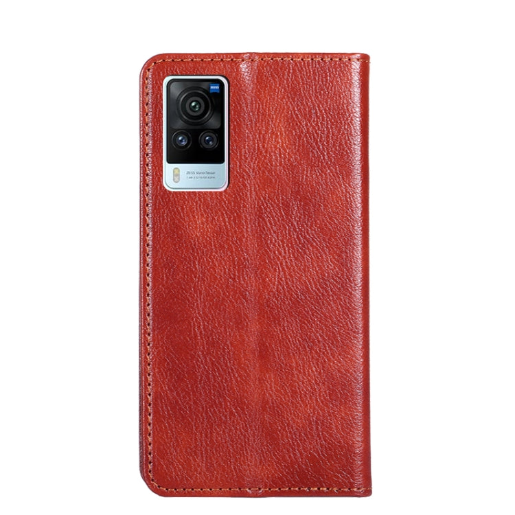 For vivo X60 Pro Global / X60 Curved Screen Ver. Gloss Oil Solid Color Magnetic Leather Phone Case