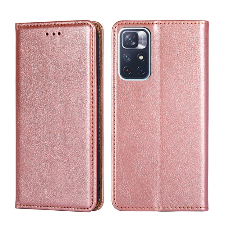 For Xiaomi Redmi Note 11 China / Poco M4 Pro 5G Gloss Oil Solid Color Magnetic Leather Phone Case