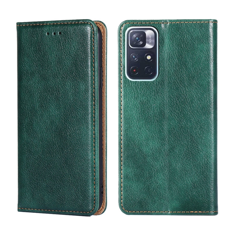 For Xiaomi Redmi Note 11 China / Poco M4 Pro 5G Gloss Oil Solid Color Magnetic Leather Phone Case