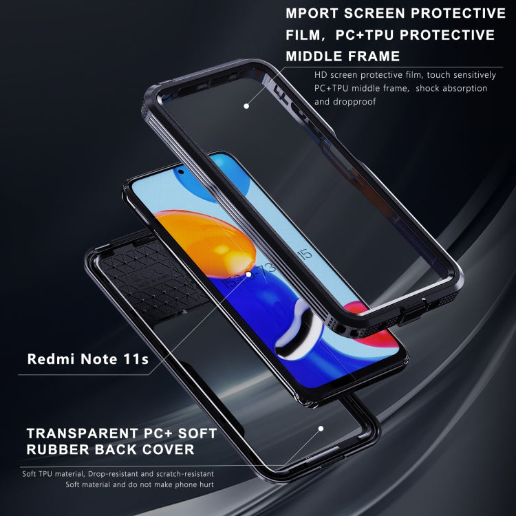 For Xiaomi Redmi Note 11 4G Global/Redmi Note 11s Global RedPepper TPU + PC + PET Waterproof Shockproof Phone Case(Black)