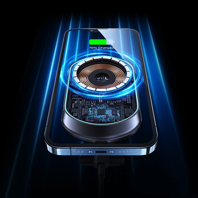 USAMS US-CD182 15W Magnetic Wireless Charging Car Phone Holder(Black)