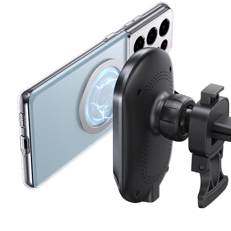 USAMS US-CD182 15W Magnetic Wireless Charging Car Phone Holder(Black)
