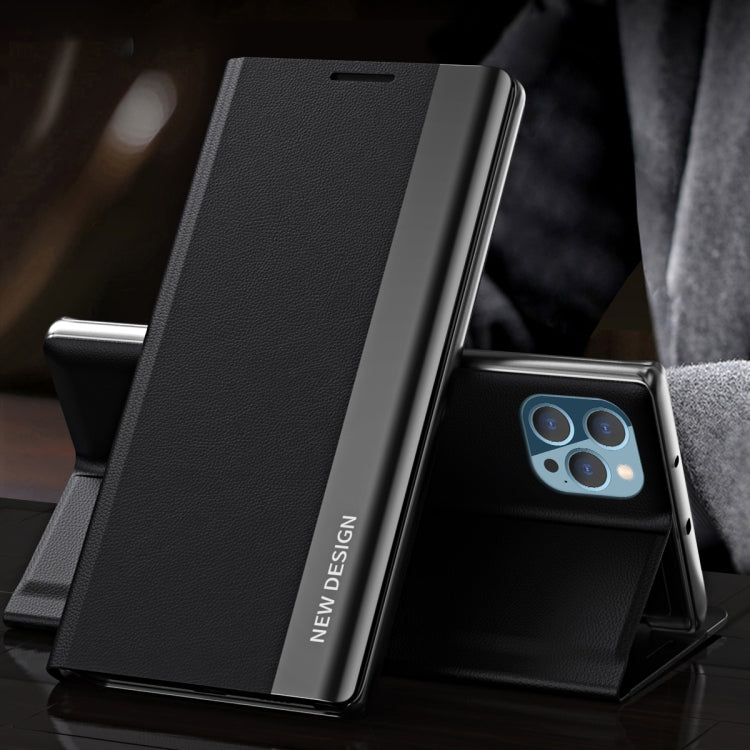 For iPhone 14 Pro Max Side Electroplated Magnetic Leather Phone Case