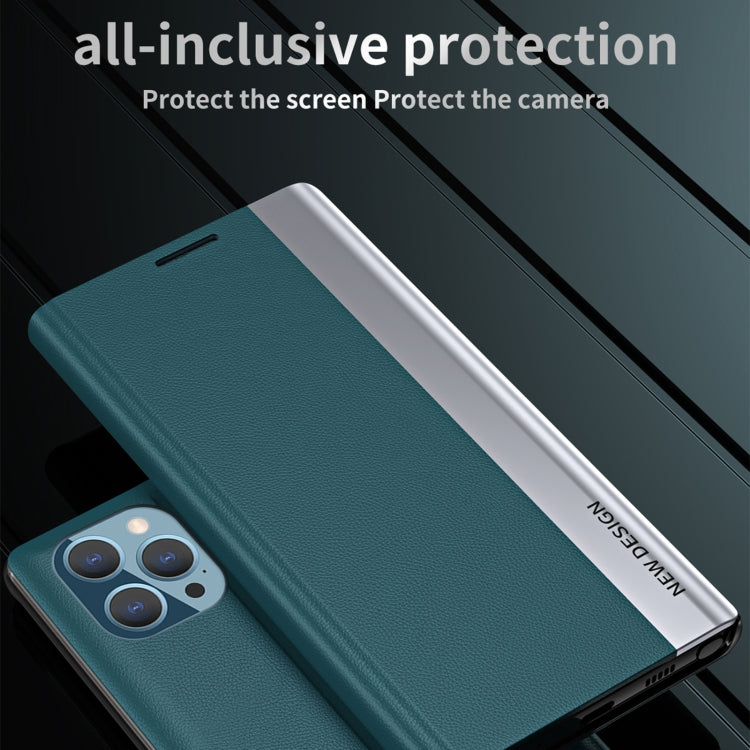 For iPhone 14 Pro Max Side Electroplated Magnetic Leather Phone Case