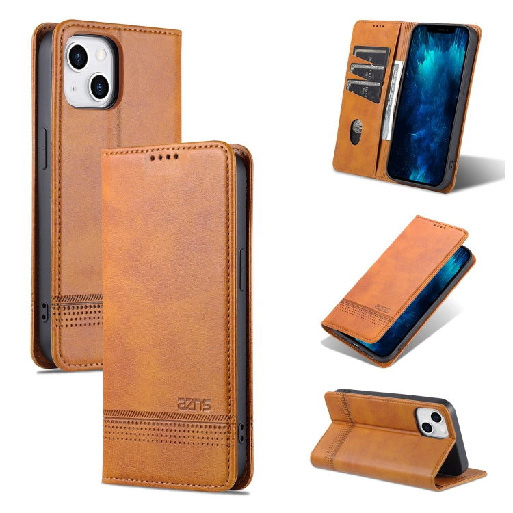 For iPhone 14 AZNS Magnetic Calf Texture Flip Leather Phone Case