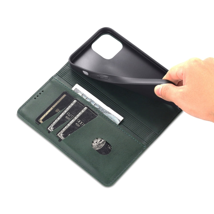 For iPhone 14 AZNS Magnetic Calf Texture Flip Leather Phone Case