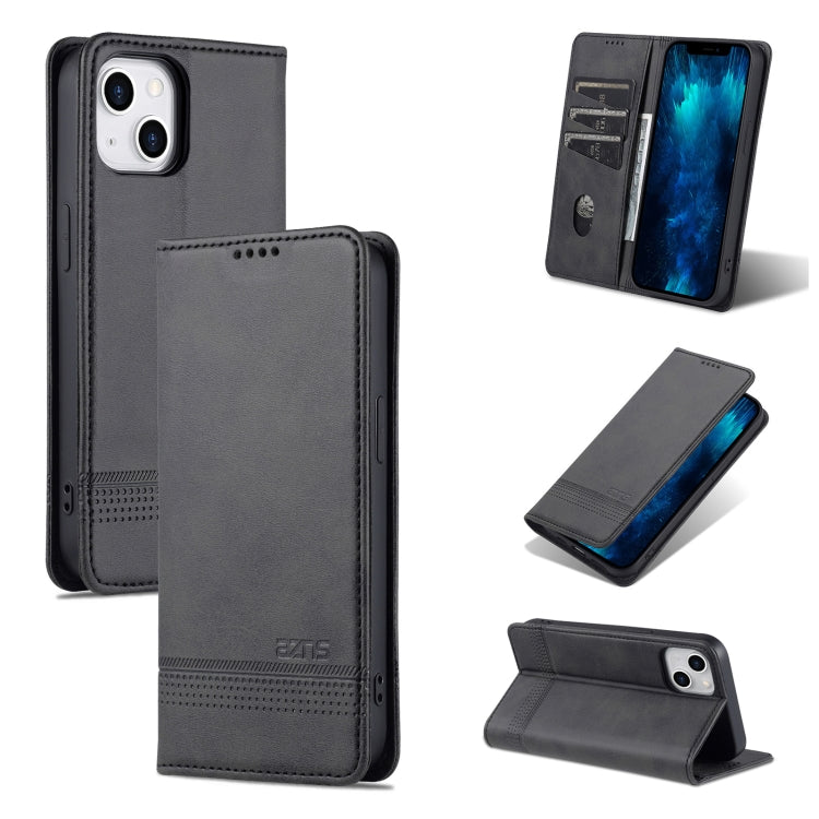 For iPhone 14 AZNS Magnetic Calf Texture Flip Leather Phone Case