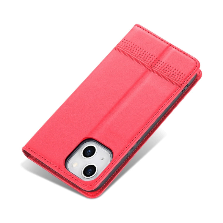 For iPhone 14 AZNS Magnetic Calf Texture Flip Leather Phone Case