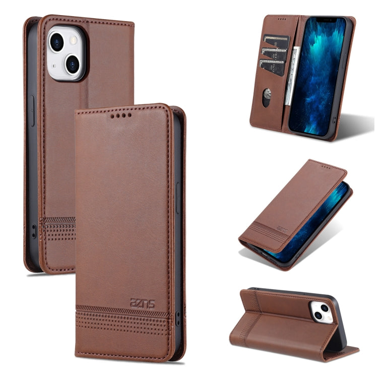 For iPhone 14 Plus AZNS Magnetic Calf Texture Flip Leather Phone Case