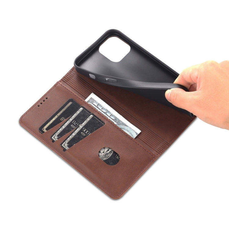 For iPhone 14 Plus AZNS Magnetic Calf Texture Flip Leather Phone Case