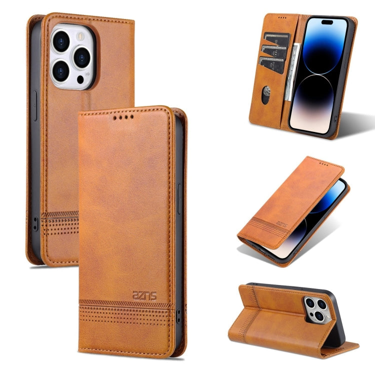 For iPhone 14 Pro Max AZNS Magnetic Calf Texture Flip Leather Phone Case