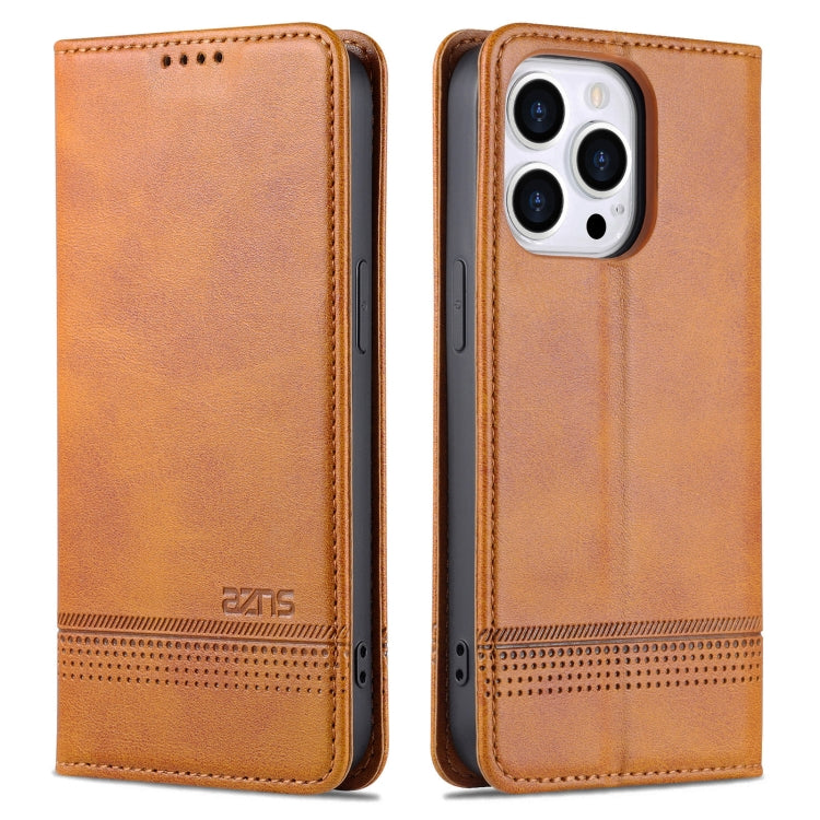 For iPhone 14 Pro Max AZNS Magnetic Calf Texture Flip Leather Phone Case