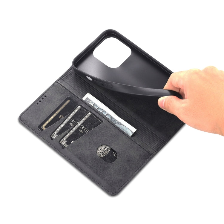For iPhone 14 Pro Max AZNS Magnetic Calf Texture Flip Leather Phone Case