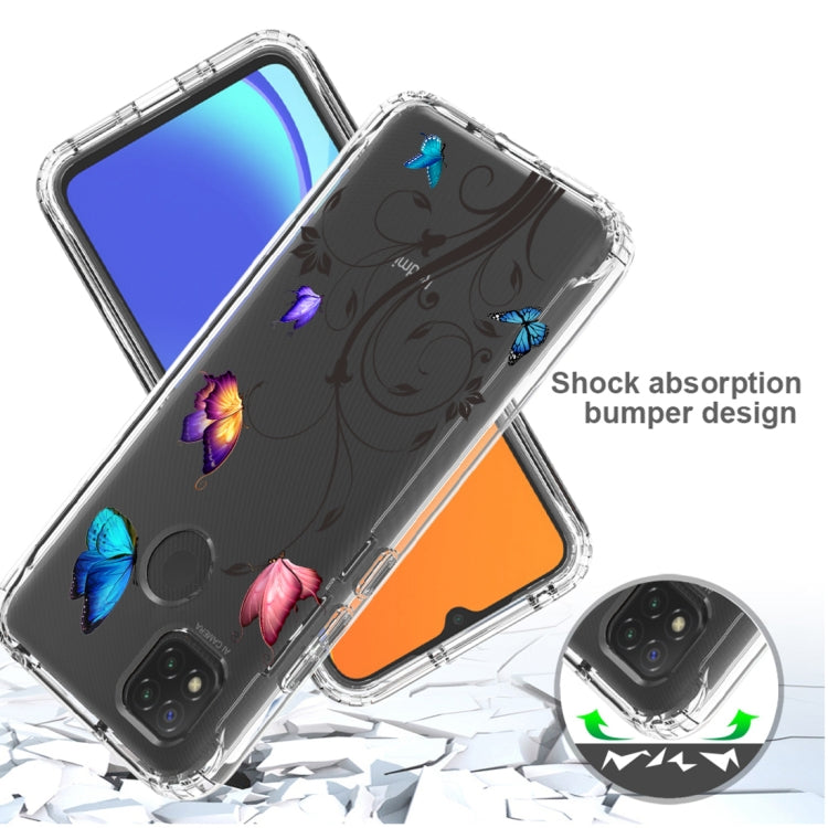 For Xiaomi Redmi 9C PC+TPU Transparent Painted Phone Case