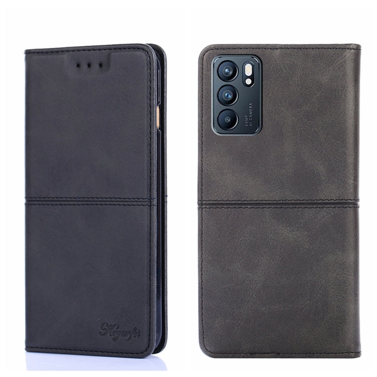 For OPPO Reno6 5G Cow Texture Magnetic Horizontal Flip Leather Phone Case