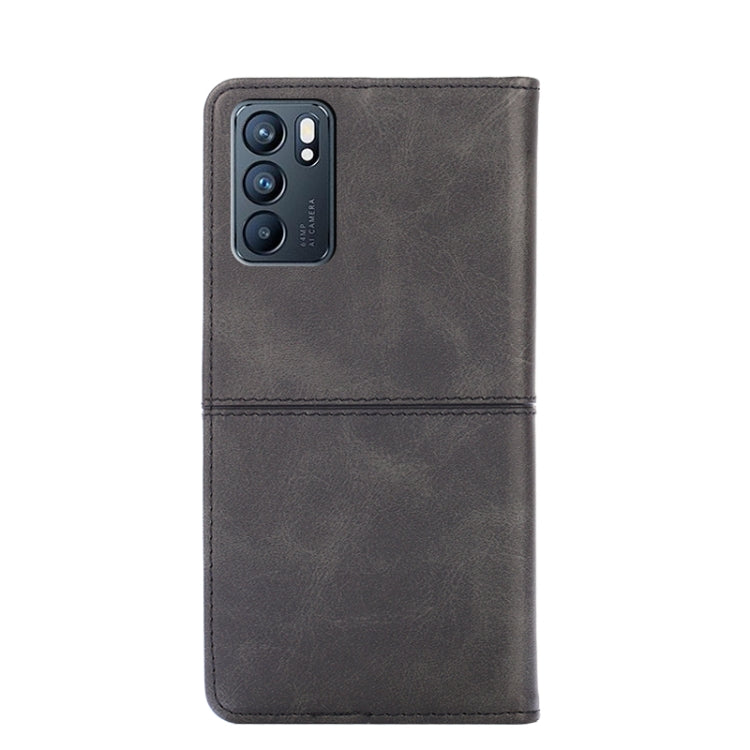 For OPPO Reno6 5G Cow Texture Magnetic Horizontal Flip Leather Phone Case