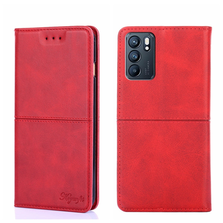 For OPPO Reno6 5G Cow Texture Magnetic Horizontal Flip Leather Phone Case