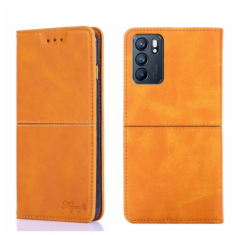 For OPPO Reno6 5G Cow Texture Magnetic Horizontal Flip Leather Phone Case