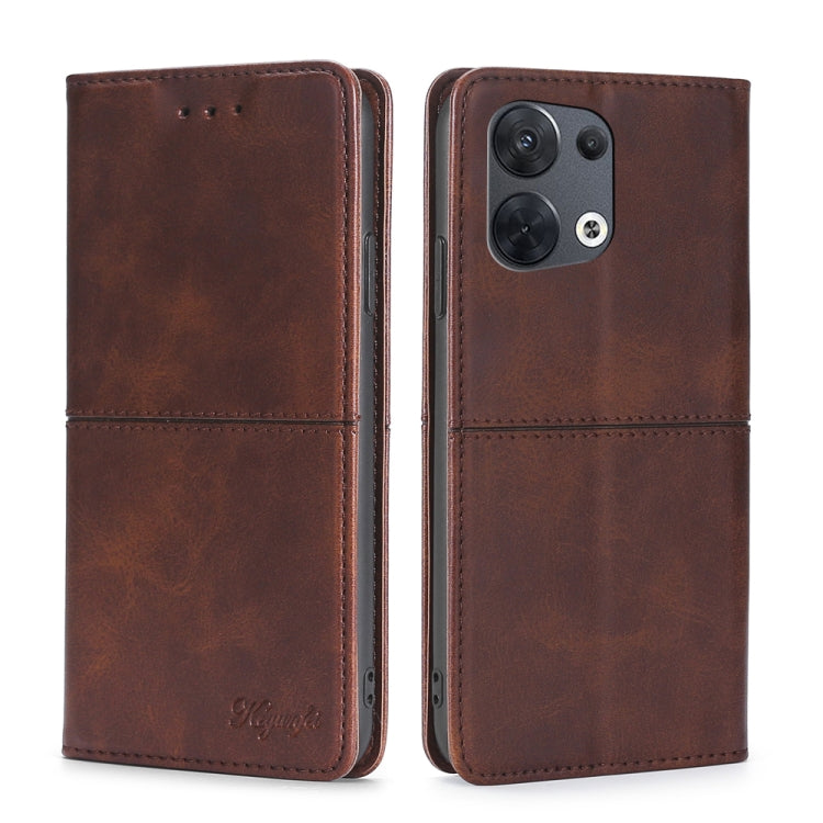 For OPPO Reno8 Cow Texture Magnetic Horizontal Flip Leather Phone Case