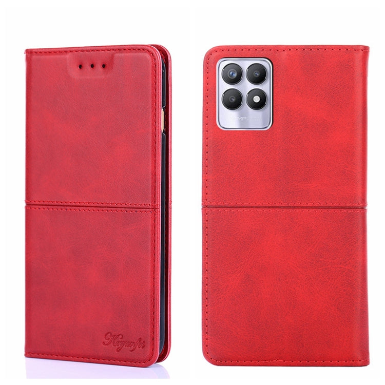 For OPPO Realme 8i Cow Texture Magnetic Horizontal Flip Leather Phone Case