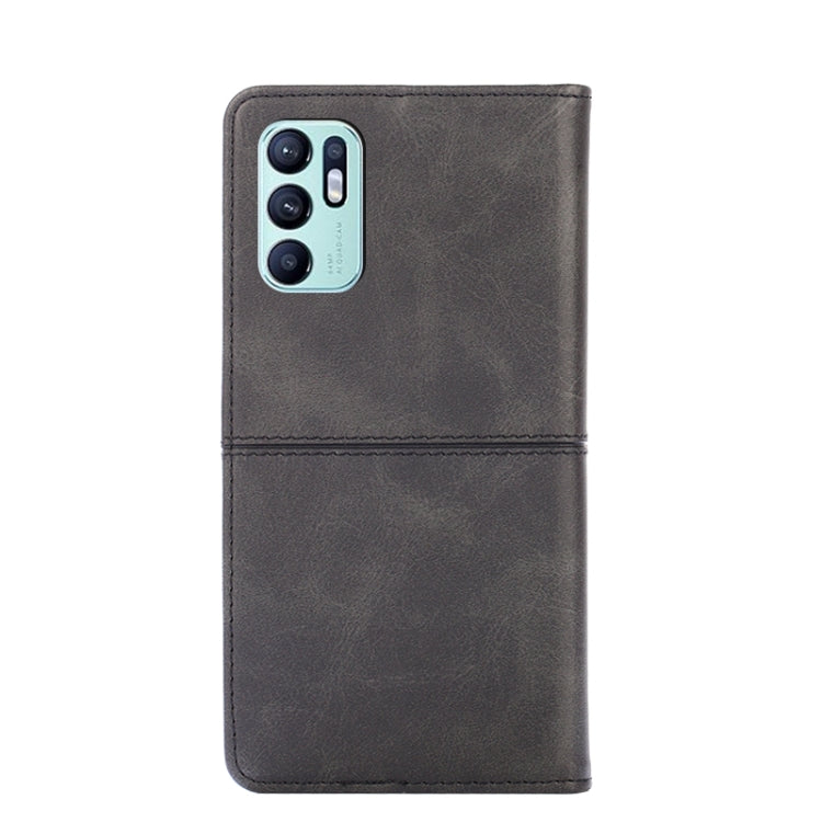For OPPO Reno6 4G Cow Texture Magnetic Horizontal Flip Leather Phone Case