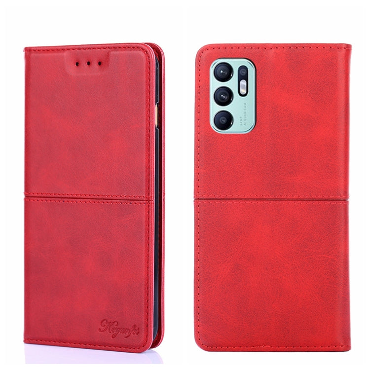 For OPPO Reno6 4G Cow Texture Magnetic Horizontal Flip Leather Phone Case