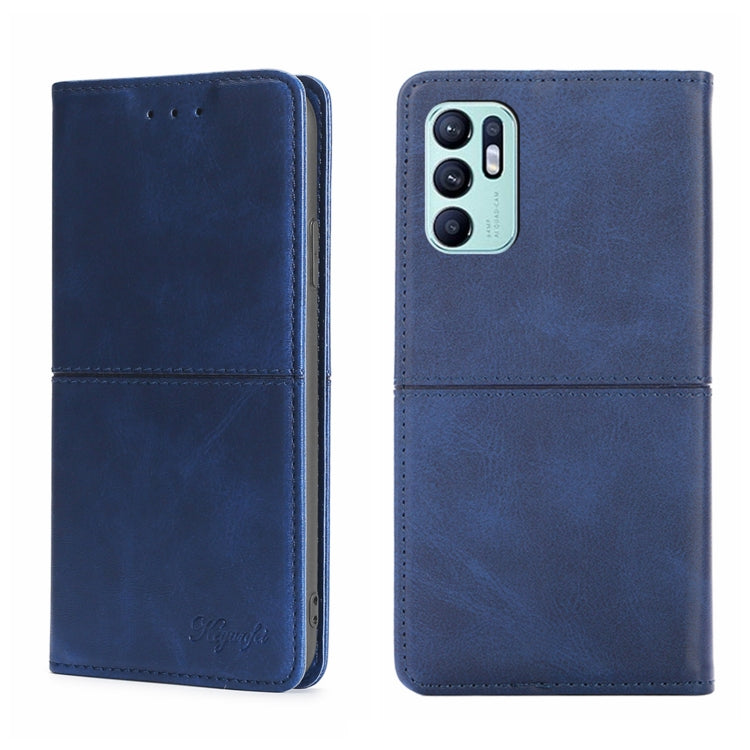For OPPO Reno6 4G Cow Texture Magnetic Horizontal Flip Leather Phone Case