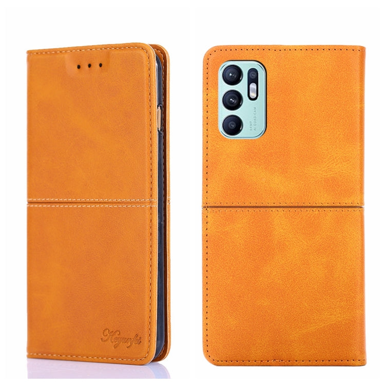 For OPPO Reno6 4G Cow Texture Magnetic Horizontal Flip Leather Phone Case