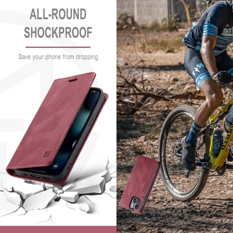 For iPhone 14 AutSpace A01 Retro Skin-feel Crazy Horse Leather Phone Case