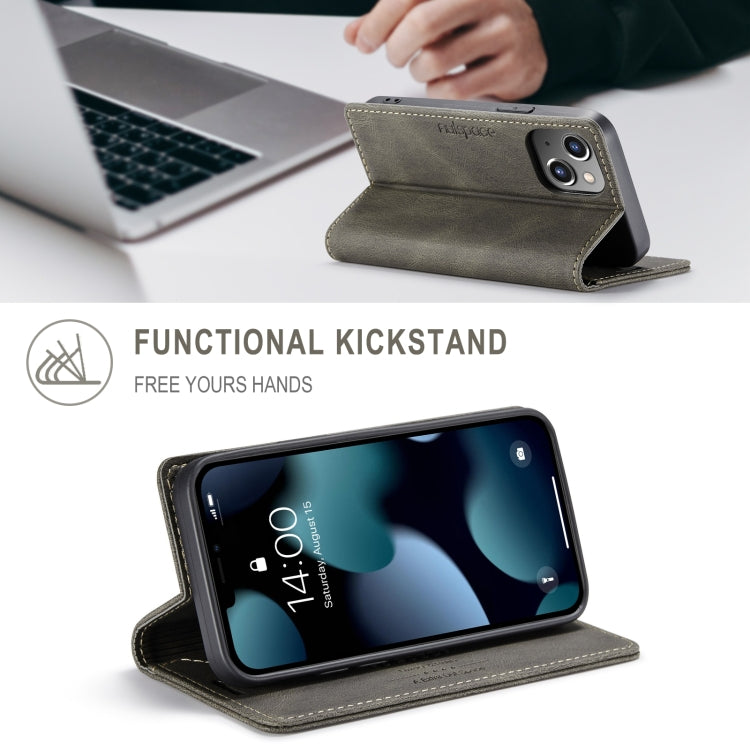 For iPhone 14 Plus AutSpace A01 Retro Skin-feel Crazy Horse Leather Phone Case