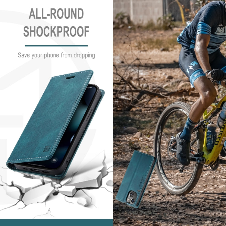 For iPhone 14 Plus AutSpace A01 Retro Skin-feel Crazy Horse Leather Phone Case