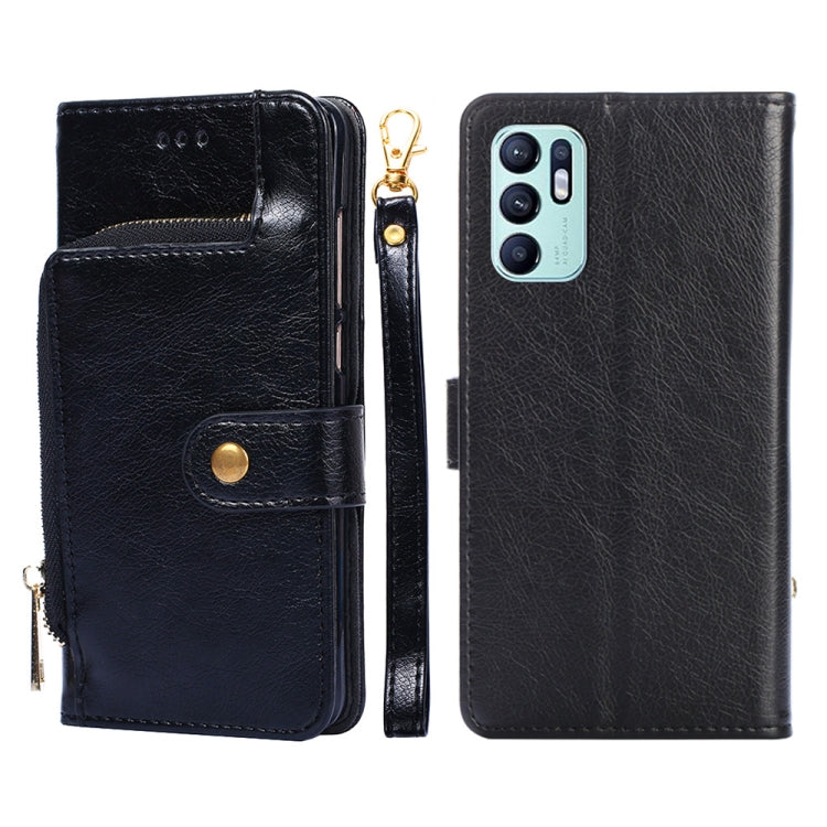 For OPPO Reno6 4G Zipper Bag PU + TPU Horizontal Flip Leather Phone Case