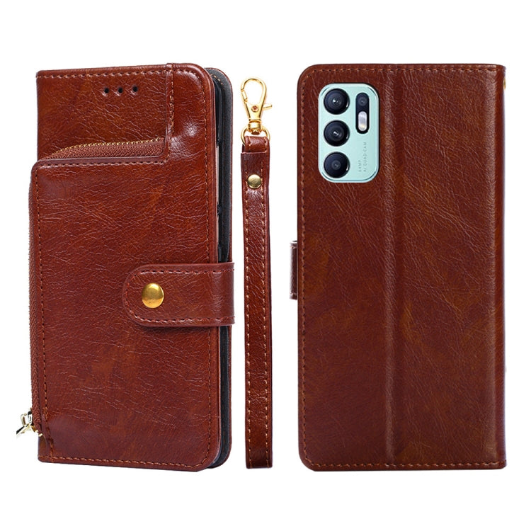 For OPPO Reno6 4G Zipper Bag PU + TPU Horizontal Flip Leather Phone Case
