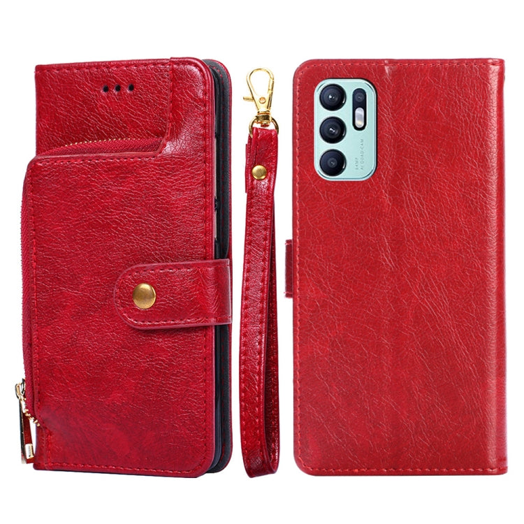 For OPPO Reno6 4G Zipper Bag PU + TPU Horizontal Flip Leather Phone Case