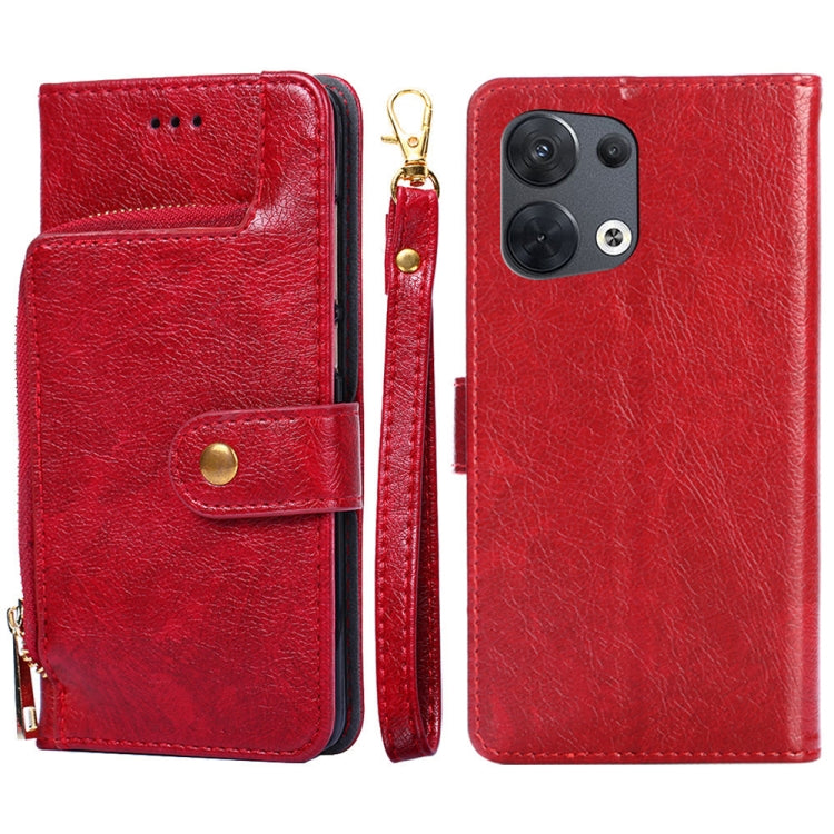 For OPPO Reno8 5G Zipper Bag PU + TPU Horizontal Flip Leather Phone Case