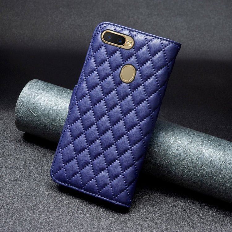 For OPPO A7 Diamond Lattice Wallet Leather Flip Phone Case