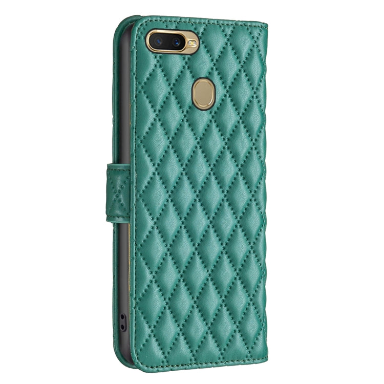 For OPPO A7 Diamond Lattice Wallet Leather Flip Phone Case