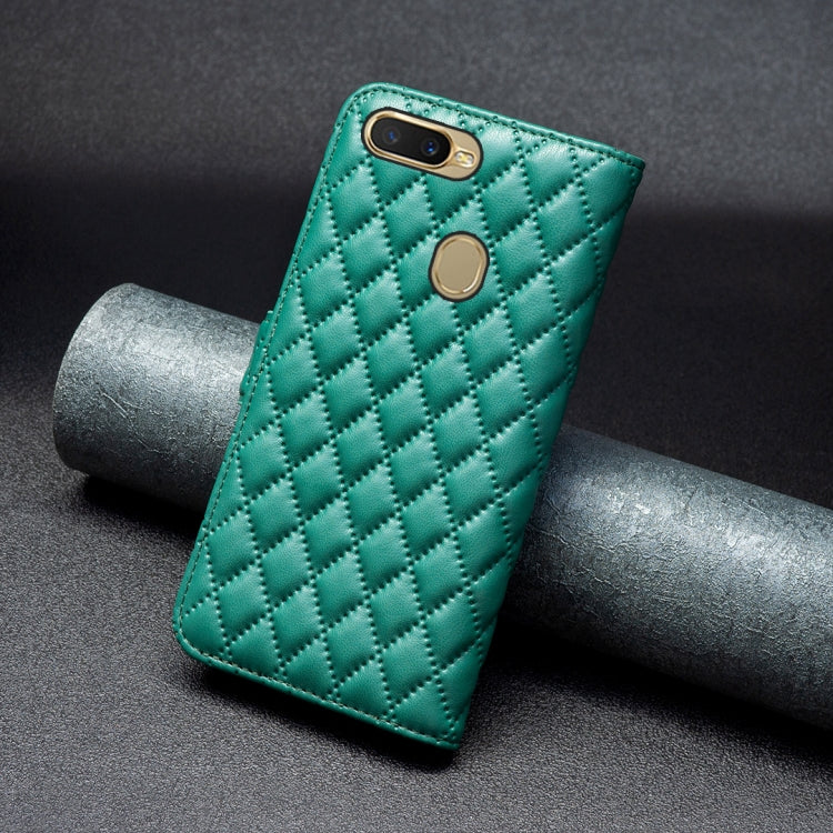 For OPPO A7 Diamond Lattice Wallet Leather Flip Phone Case