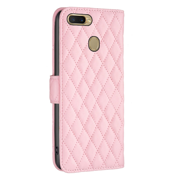 For OPPO A7 Diamond Lattice Wallet Leather Flip Phone Case