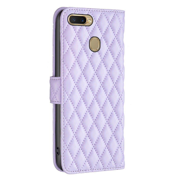 For OPPO A7 Diamond Lattice Wallet Leather Flip Phone Case