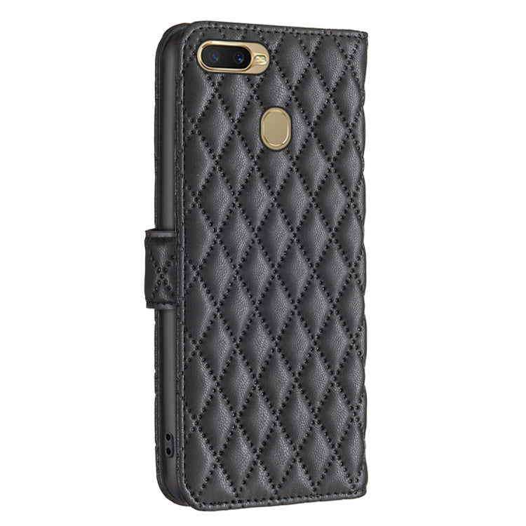 For OPPO A7 Diamond Lattice Wallet Leather Flip Phone Case