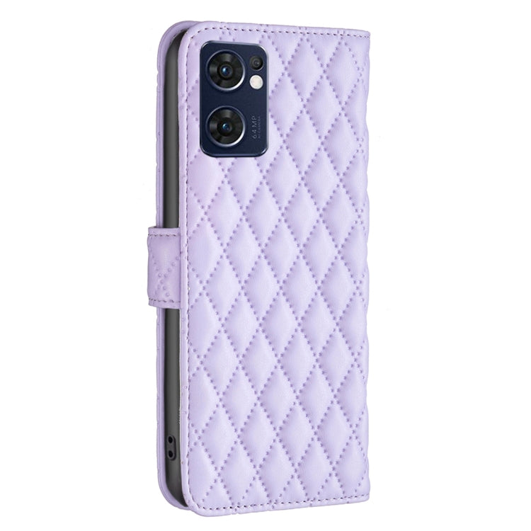 For OPPO Find X5 Lite / Reno7 5G Diamond Lattice Wallet Leather Flip Phone Case