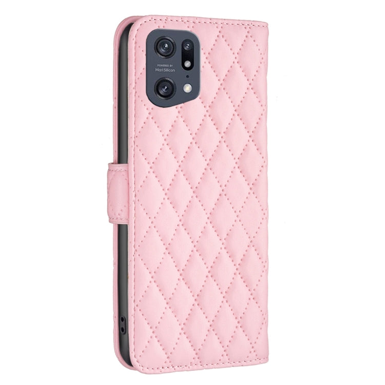For OPPO Find X5 Pro Diamond Lattice Wallet Leather Flip Phone Case