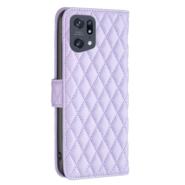 For OPPO Find X5 Pro Diamond Lattice Wallet Leather Flip Phone Case