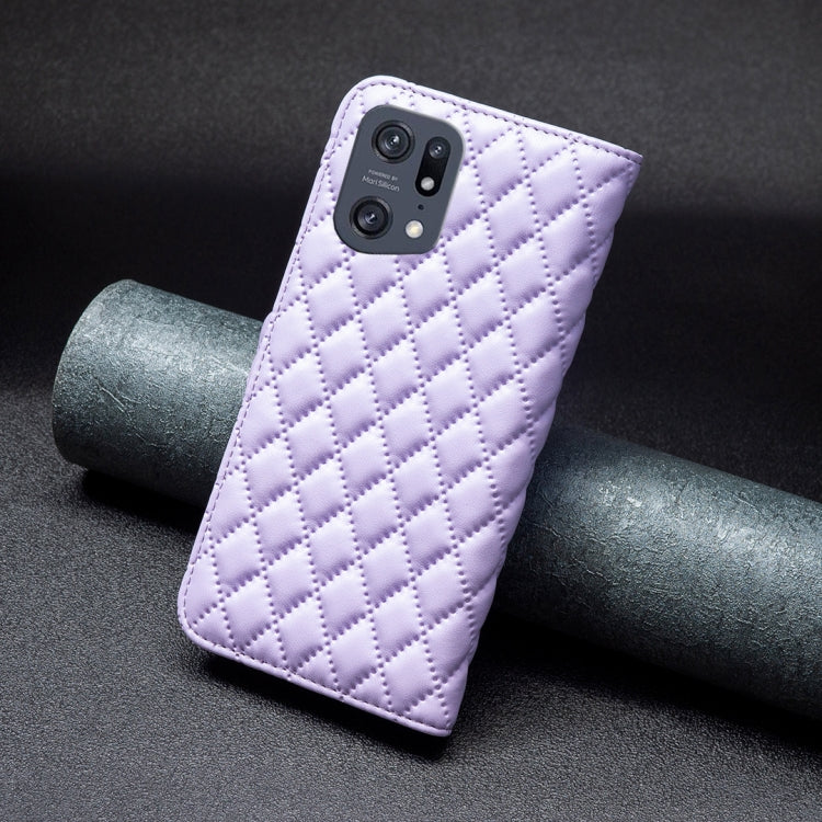 For OPPO Find X5 Pro Diamond Lattice Wallet Leather Flip Phone Case