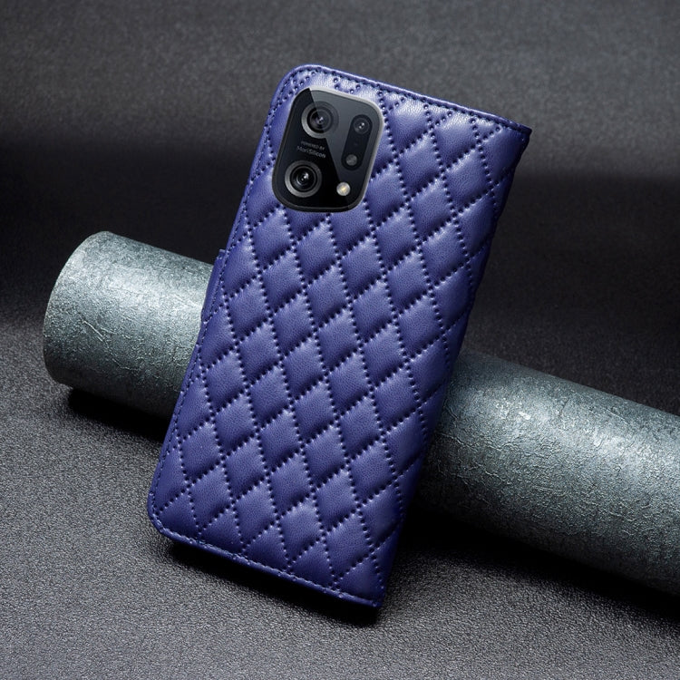 For OPPO Find X5 Diamond Lattice Wallet Leather Flip Phone Case