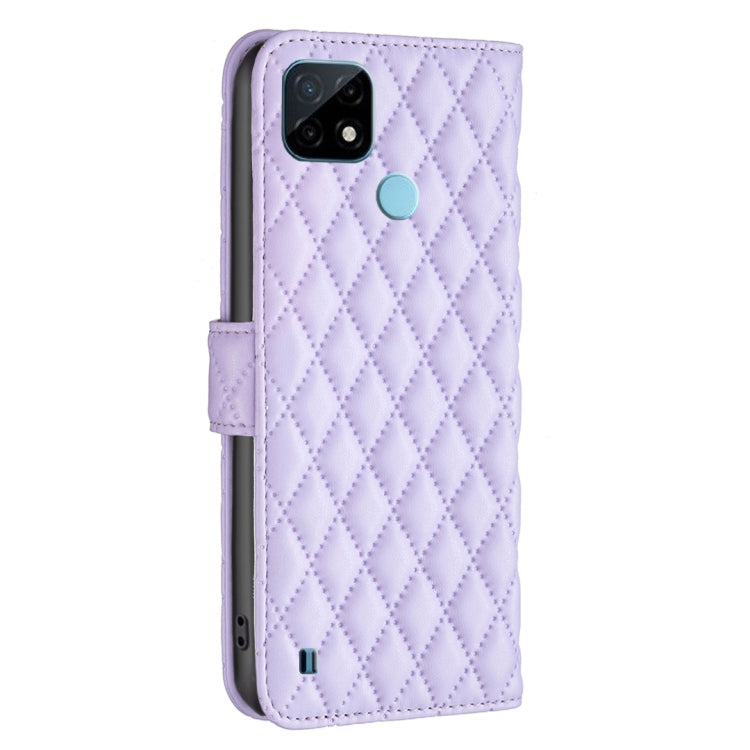 For OPPO Realme C21 / C20 Diamond Lattice Wallet Leather Flip Phone Case