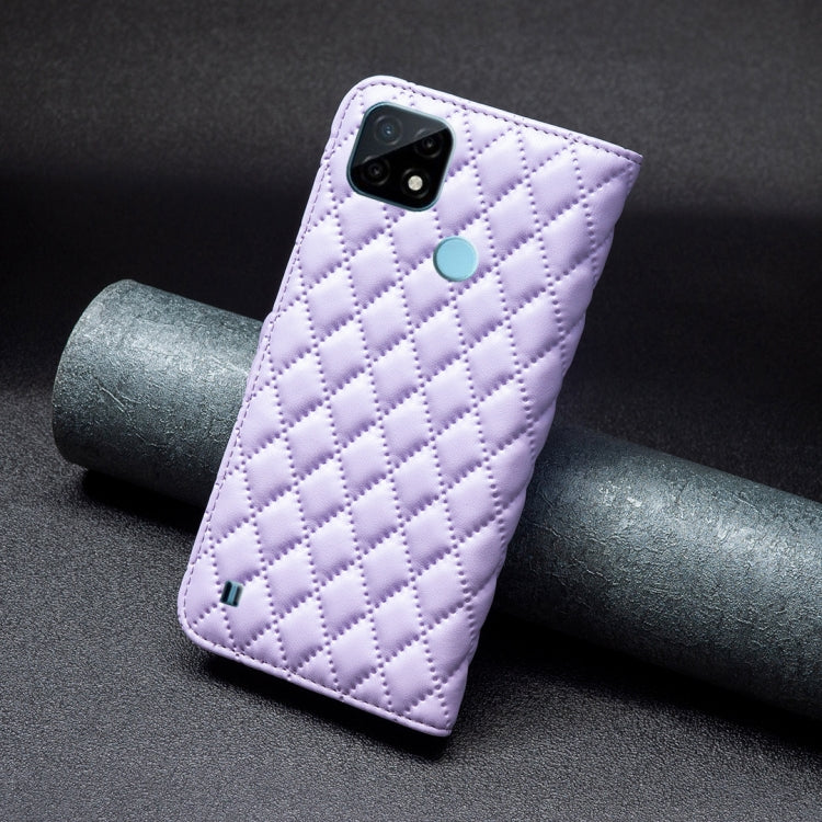 For OPPO Realme C21 / C20 Diamond Lattice Wallet Leather Flip Phone Case