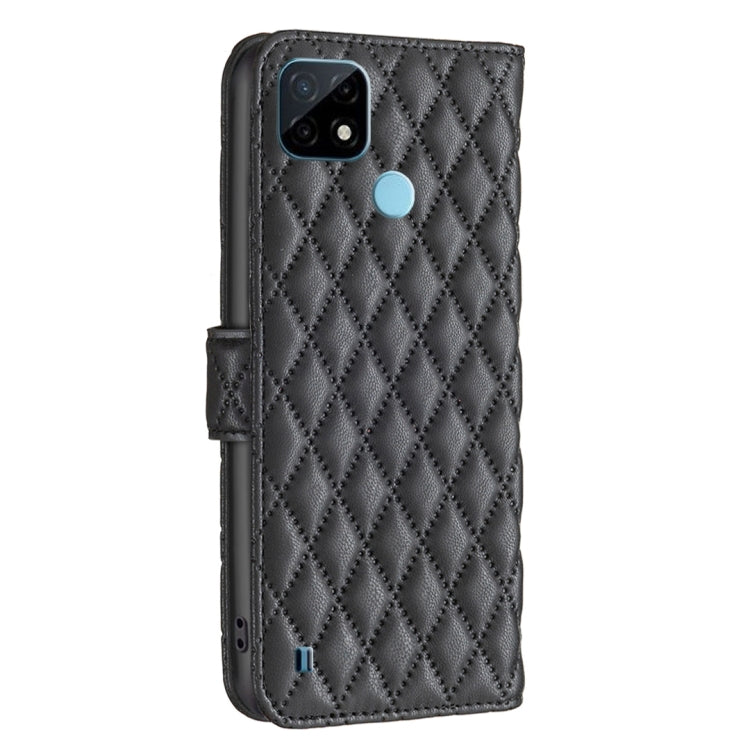 For OPPO Realme C21 / C20 Diamond Lattice Wallet Leather Flip Phone Case